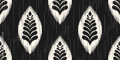 Ethnic ikat seamless pattern.beautiful pattern. floral embroidery, bohemian style, abstract flower art print. ethnic ikat abstract art. seamless fabric. ikat design for fabric, wallpaper, clothing.	