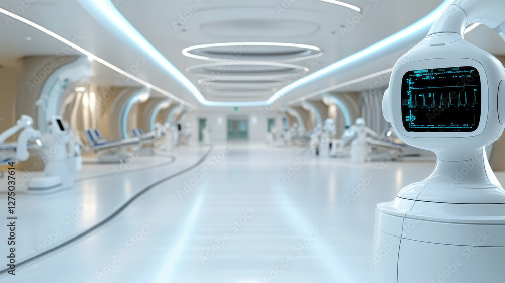 Obraz premium futuristic hospital featuring advanced AI powered medical technology