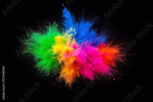 Wallpaper Mural Colorful powder explosion starburst shape black background Torontodigital.ca