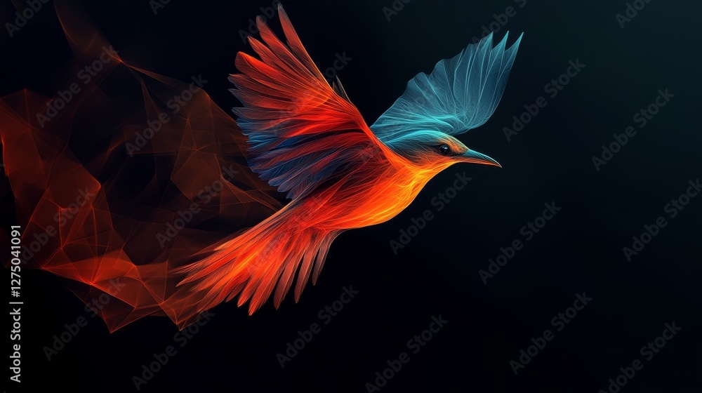 Abstract Bird on a Dark, Generative AI Abstract Bird on a Dark, Generative AI