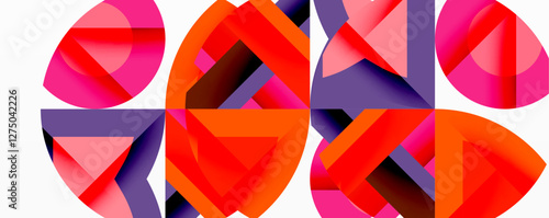 Circles, semi circles, squares and round triangles. Geometric mosaic style pattern abstract background for wallpaper, banner, backdrop, card, book Illustration, landing page