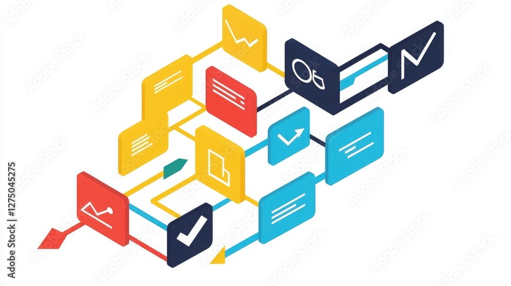 A colorful, abstract representation of data flow using various icons and shapes, symbolizing information management and analytics. A colorful, abstract representation of data flow using various icons and shapes, symbolizing information management and analytics.
