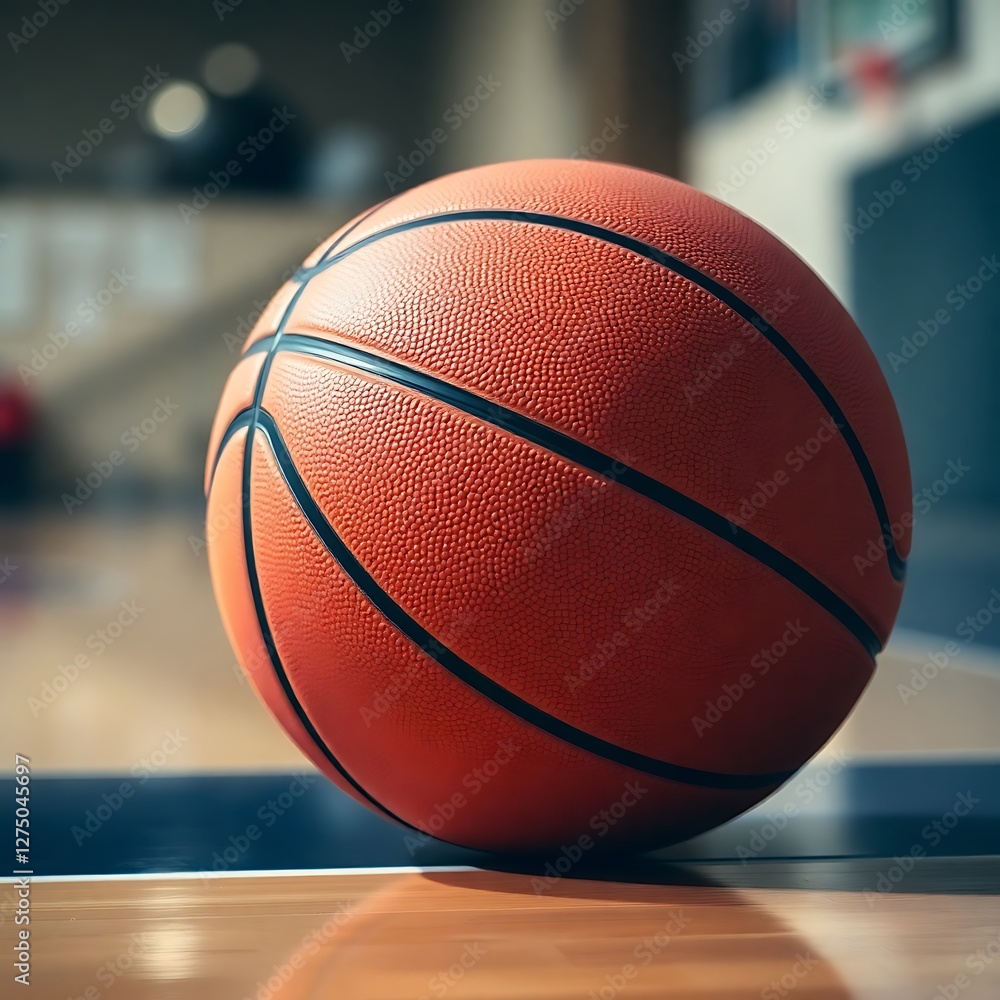 A basketball on a floor with a distinct split effect, using a blurred bokeh background A basketball on a floor with a distinct split effect, using a blurred bokeh background