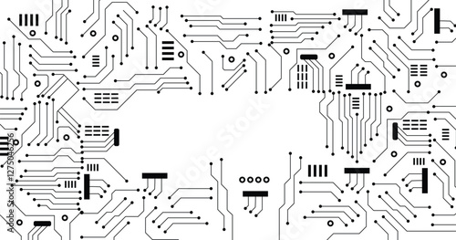 Circuit technology background with hi-tech digital data connection system and computer electronic design. 