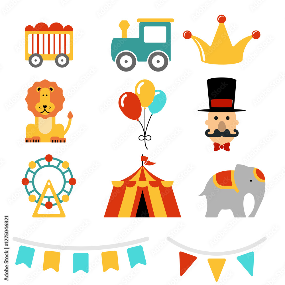 Fototapeta premium set of funny cartoon circus