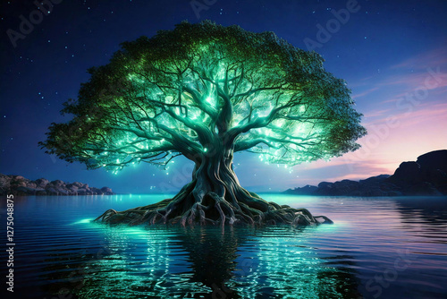 Large trees like green jewels