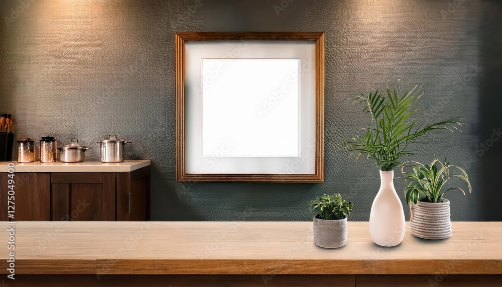 Obraz premium Minimalistic Wall Decor Frame Displaying a Cozy Bar Scene in a Chic Minimalist Environment, Evoking a Relaxing Ambience with Warm Hues and Sleek Textures.