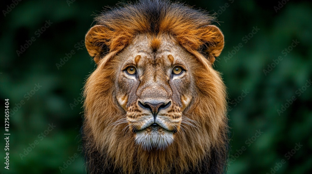 Fototapeta premium Majestic Male Lion Portrait Powerful Wild African Wildlife