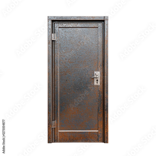Rusty Brown Metal Door with Simple Design and Keyhole
