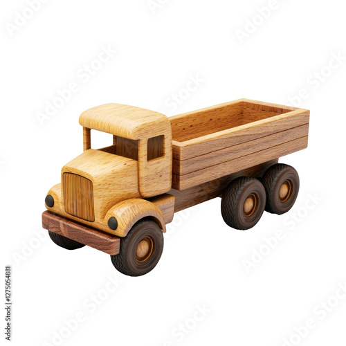 Kids Wooden Toy Truck Car isolate on transparent background