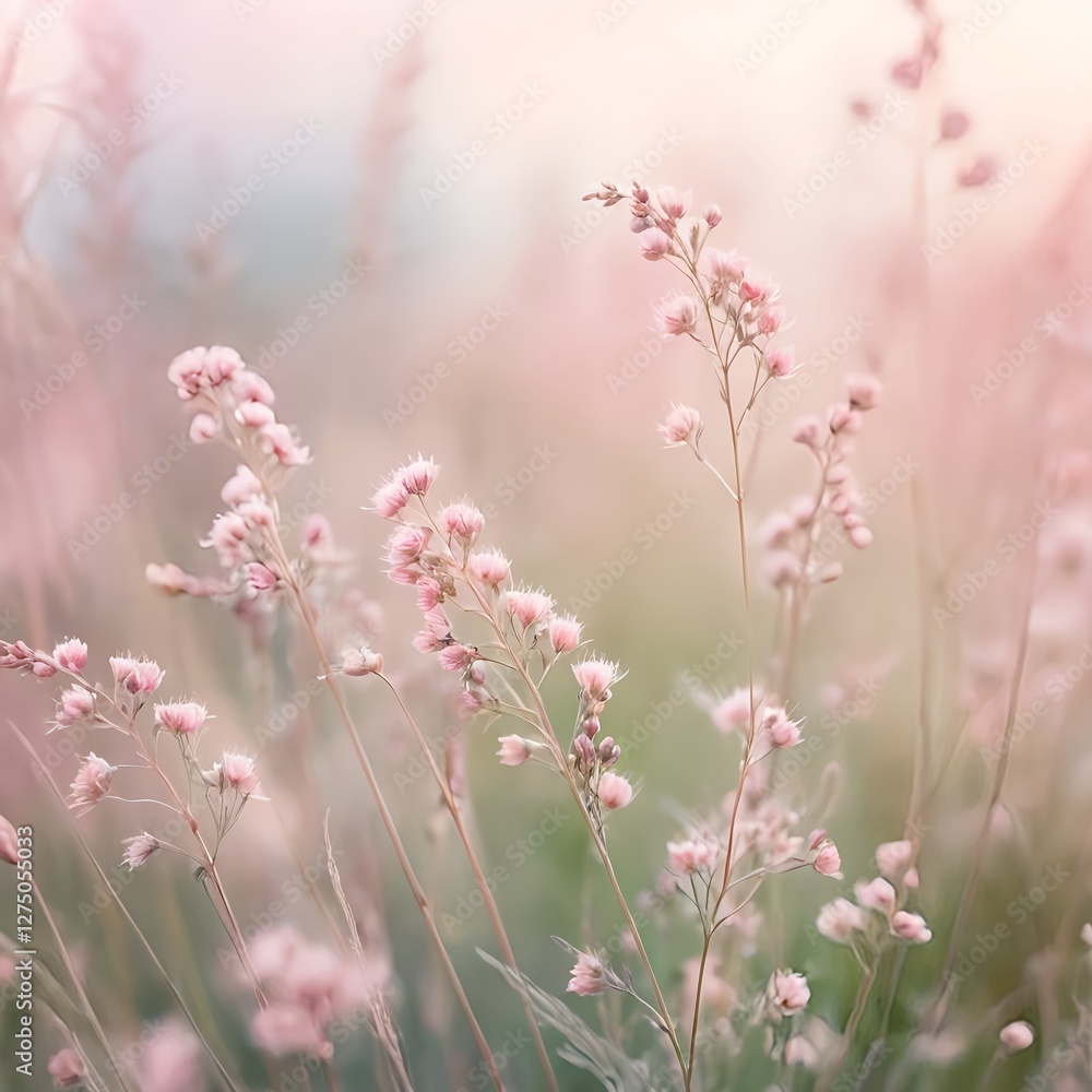 Soft Pink Wildflowers in a Dreamy Field Soft Pink Wildflowers in a Dreamy Field