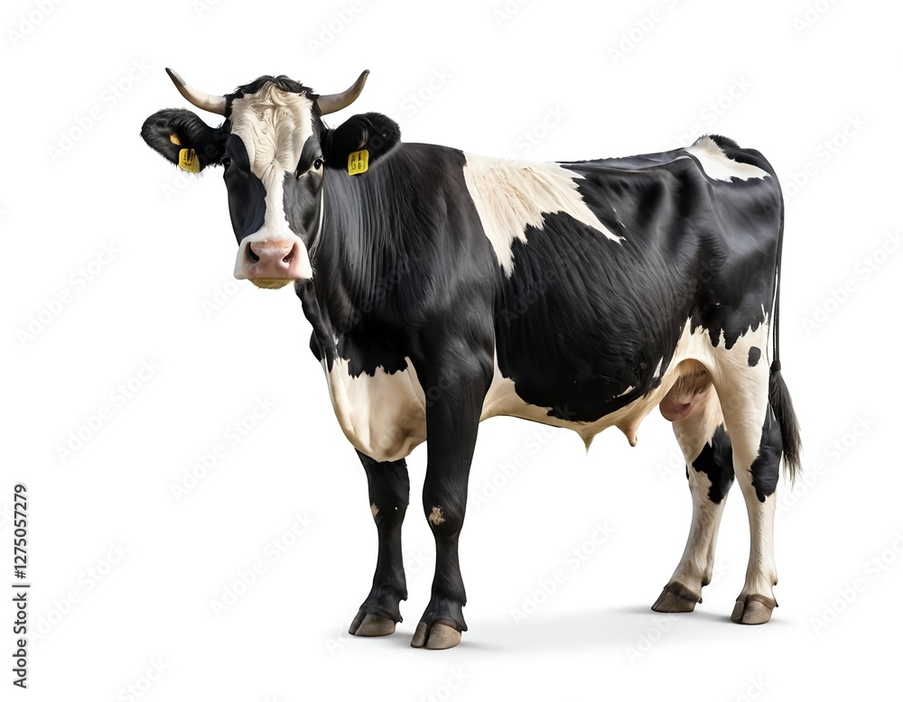 Black and White Cow Isolated on White Black and White Cow Isolated on White