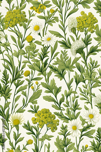 Digital nature herbs and greens graphic poster background