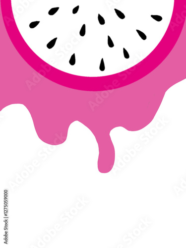 dragon fruit  slice isolated on white background, for banner