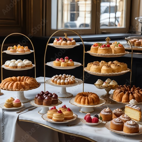 Wallpaper Mural Elegant Dessert Table with Assorted Pastries and Cakes Torontodigital.ca