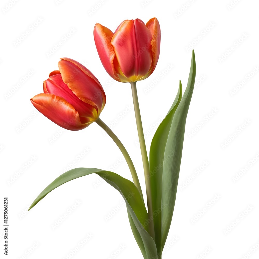 Two Red and Orange Tulips Two Red and Orange Tulips