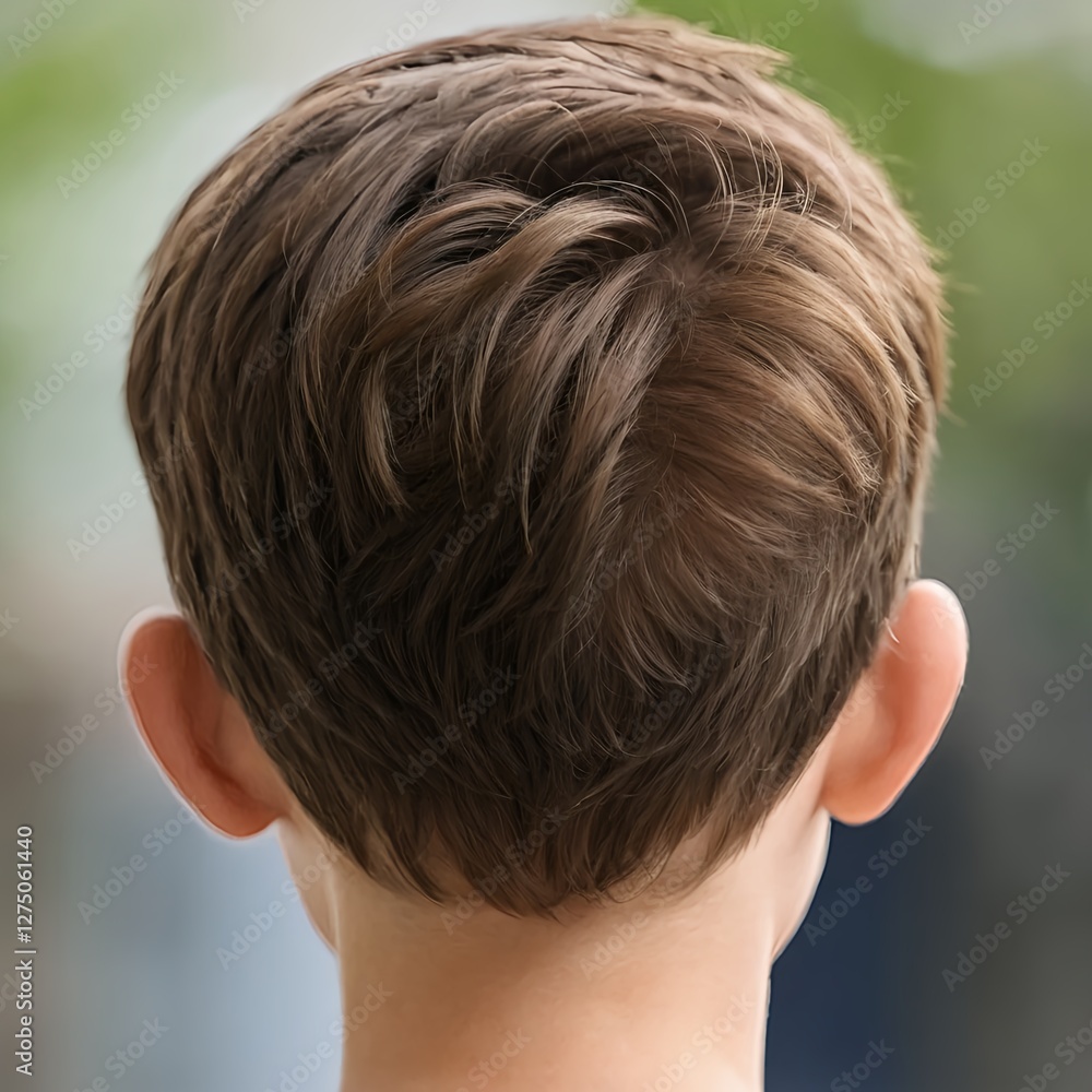 Fototapeta premium Back of Child's Head with Short Brown Hair