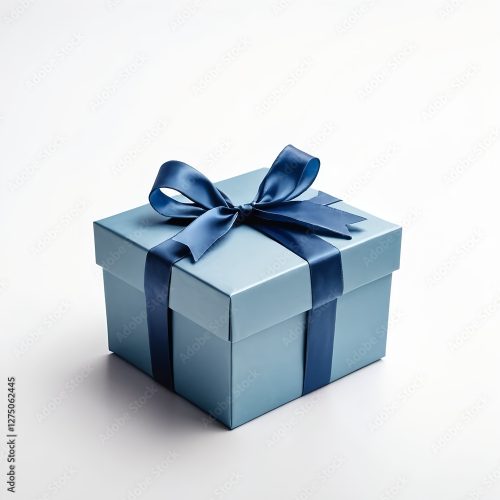 Blue Gift Box with Dark Blue Ribbon Blue Gift Box with Dark Blue Ribbon