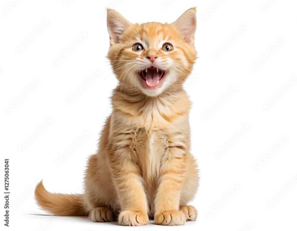 Fototapeta premium Playful Ginger Kitten with Open Mouth