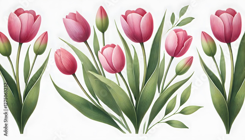 Wallpaper Mural  水彩風ピンクのチューリップのイラスト（バリエーション）

 Torontodigital.ca