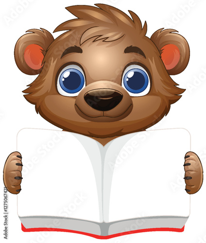 Cute Bear Reading a Book