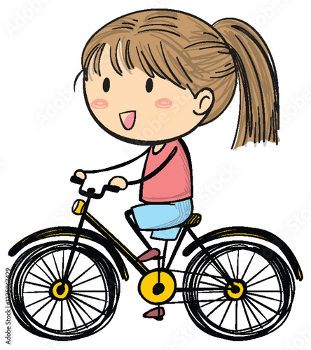 Joyful Child Riding a Bicycle