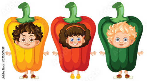 Children Dressed as Colorful Bell Peppers