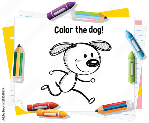 Colorful Dog Doodle Illustration Activity