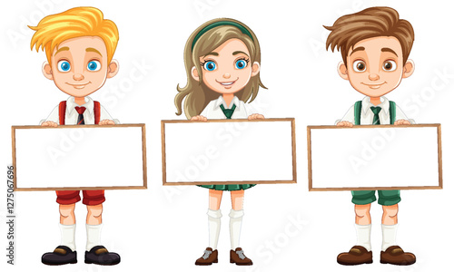 Children Holding Blank Signs Together