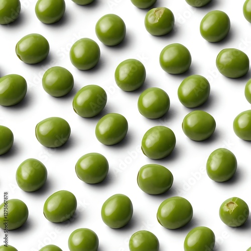 Green Peas Pattern on White Background