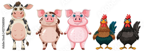 Farm Animals Cartoon Illustration