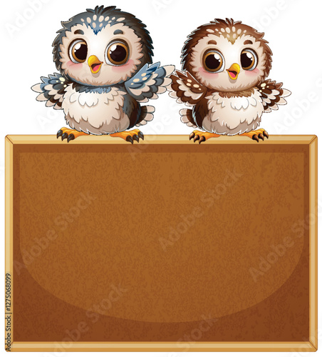Cute Owls on Wooden Sign