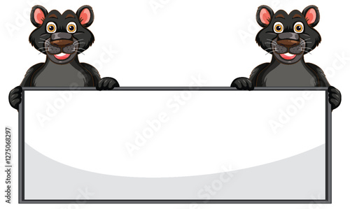 Cartoon Rats Holding Blank Sign