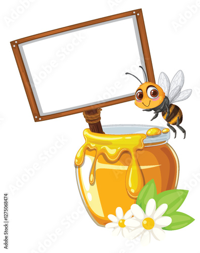 Bee and Honey Jar Illustration