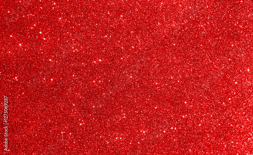 Cuadro en lienzo Glitter red background, texture sparkle bokeh pattern light abstract spark glowing rouge wallpaper template mockup merry christmas happy new year festival decoration space card celebrate