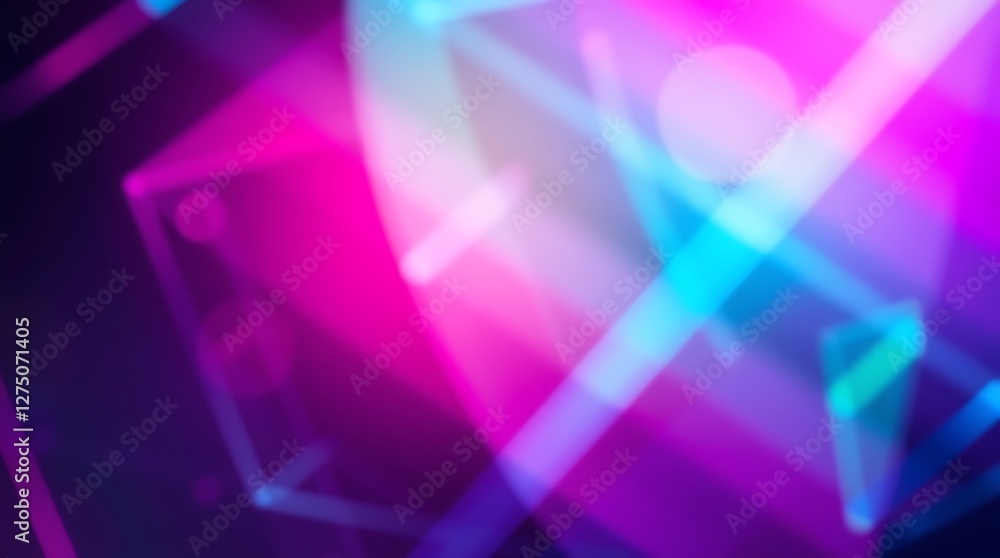 Obraz premium Abstract Neon Lights Background with Glowing Geometric Shapes and Lines