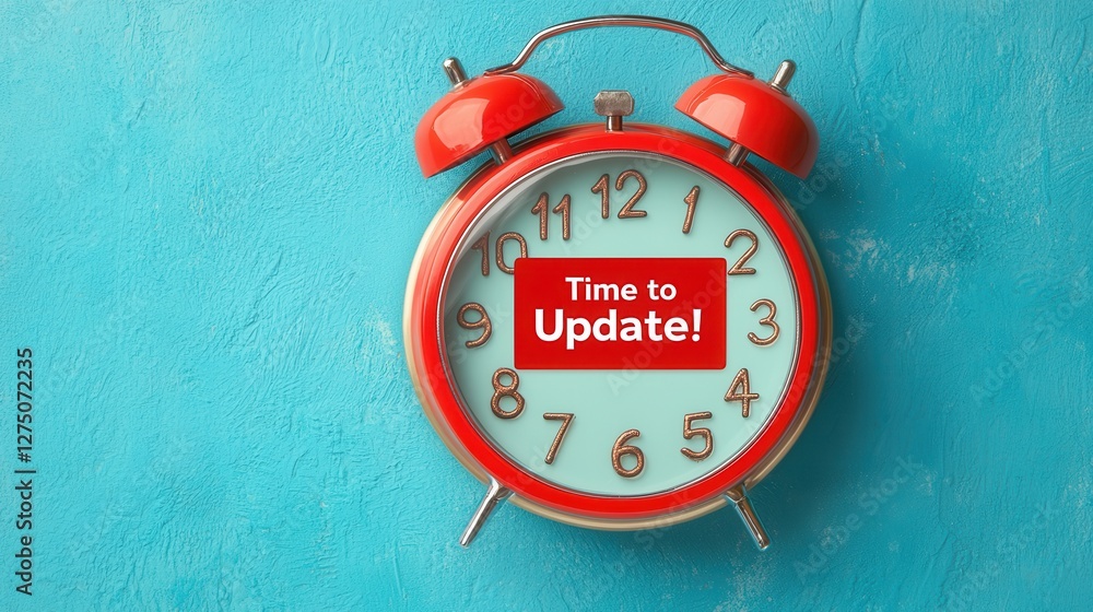 Fototapeta premium A vintage red alarm clock with a message reading 