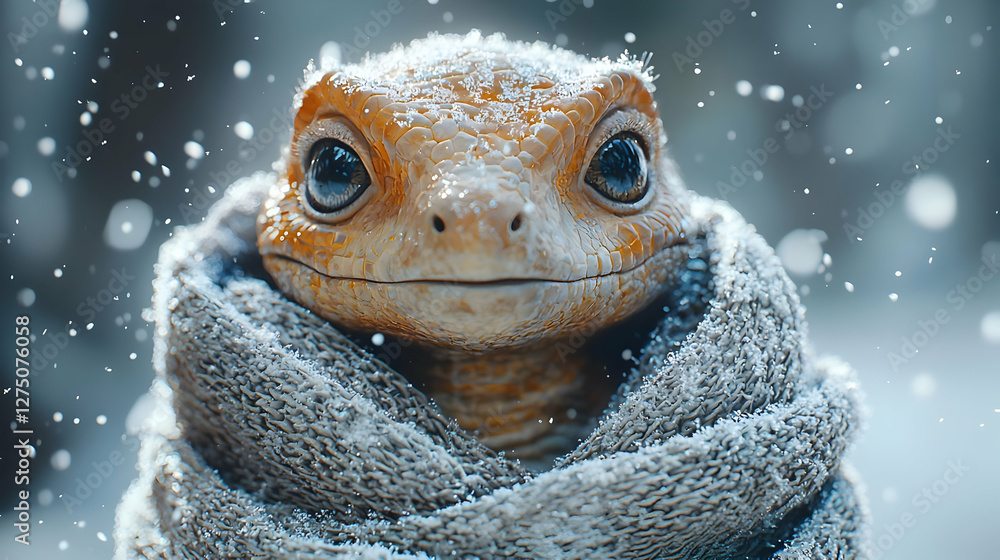 Winter Lizard 3D Illustration Winter Lizard 3D Illustration
