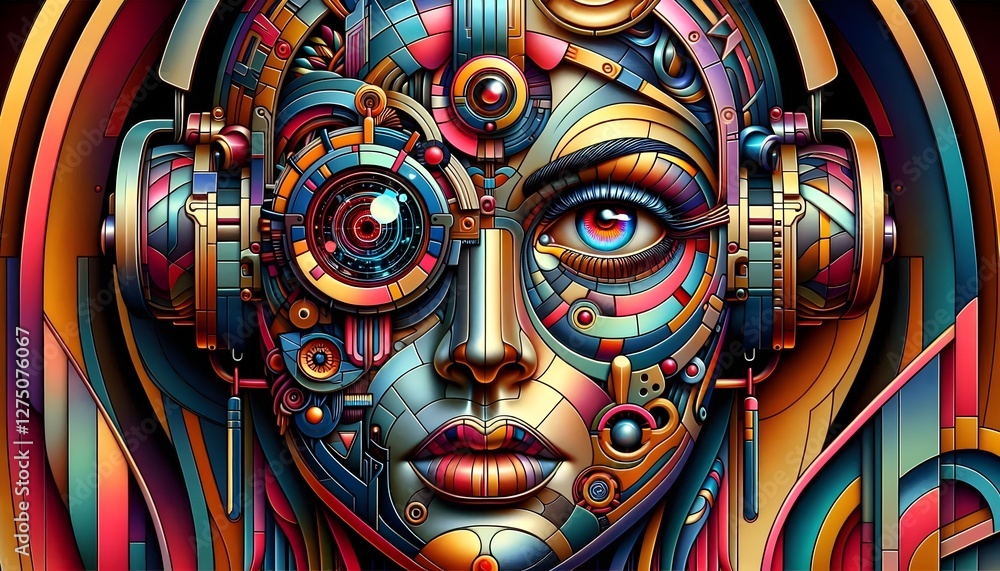 Fototapeta premium Cybernetic Dreams: Arte Mecánico del Futuro