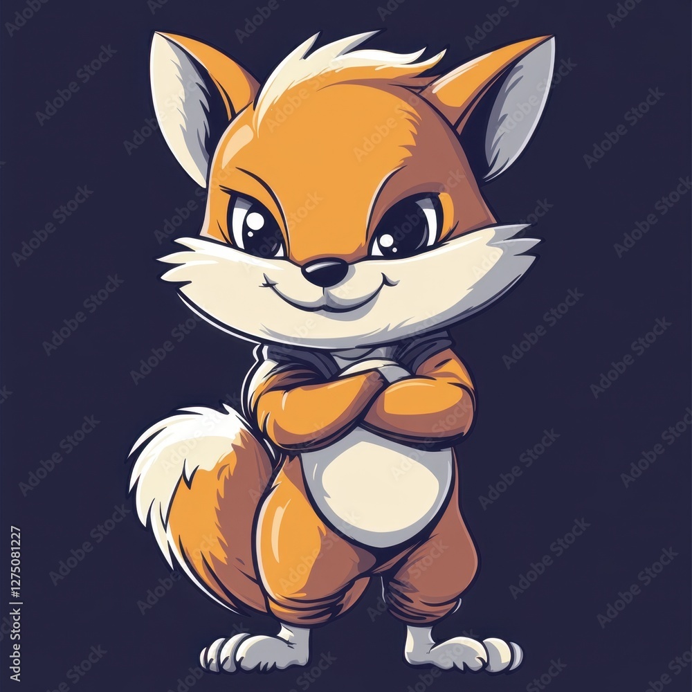 Fototapeta premium T shirt Design Confident Cartoon Fox