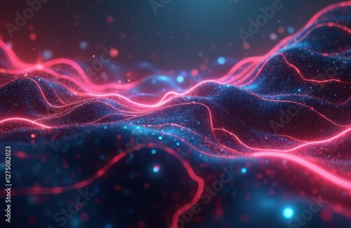 Wallpaper Mural Ultra futurist tech abstract background. Generative AI illustration of wavy glowing lines. Modern tech design of dark geometric surface. Elegant gradient wallpaper in grey, black, blue colors for Torontodigital.ca