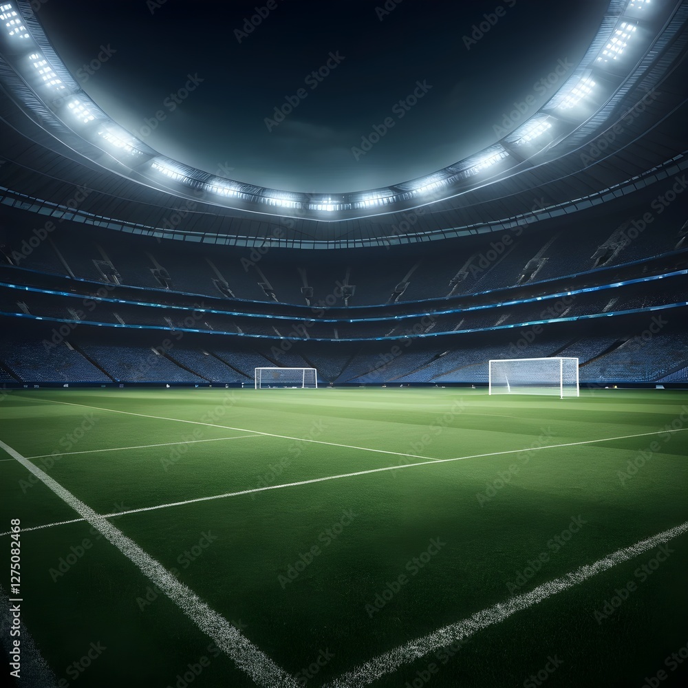 Obraz premium Empty Soccer Stadium at Night
