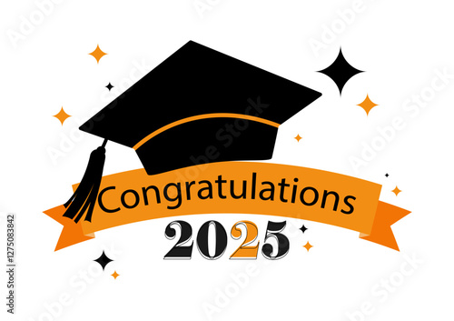 Congratulations graduation banner design on white background. Vector illustration.