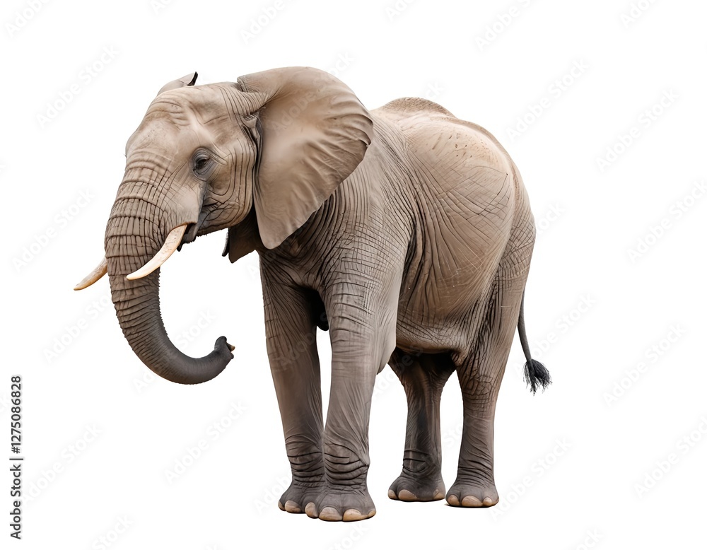 Fototapeta premium African Elephant Isolated on White Background