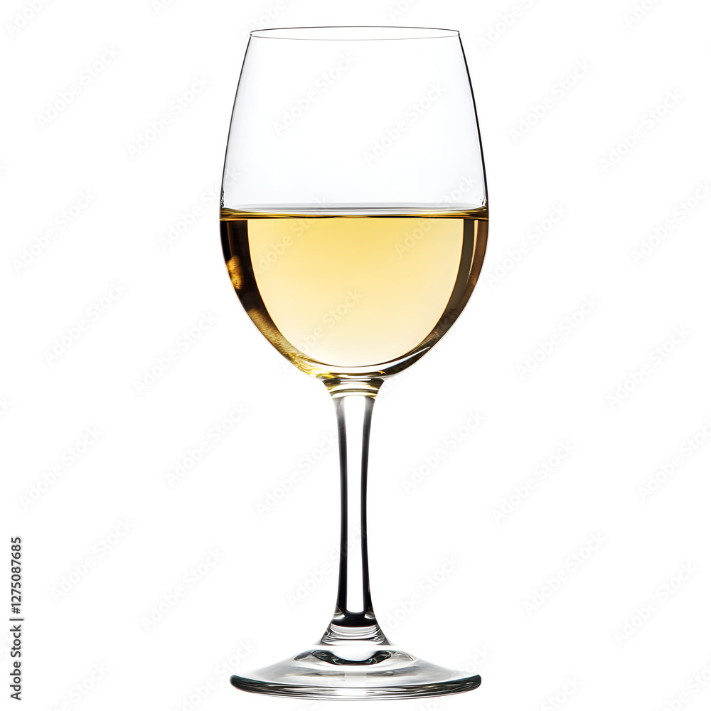 Elegant Clear Glass of Crisp White Wine on Reflective Surface Elegant Clear Glass of Crisp White Wine on Reflective Surface