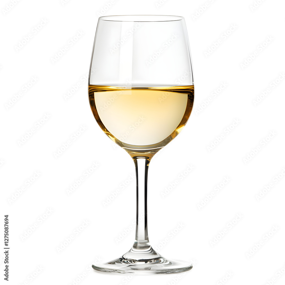 Elegant Crystal Glass of Chilled White Wine on Wooden Table Elegant Crystal Glass of Chilled White Wine on Wooden Table