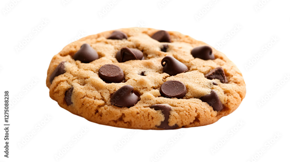 Delicious chocolate chip cookie with rich chocolate morsels and a golden-brown surface. Delicious chocolate chip cookie with rich chocolate morsels and a golden-brown surface.