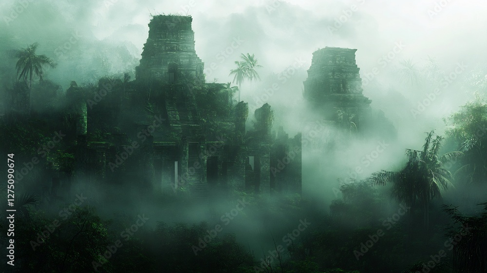 ancient ruins hidden in a misty jungle ancient ruins hidden in a misty jungle