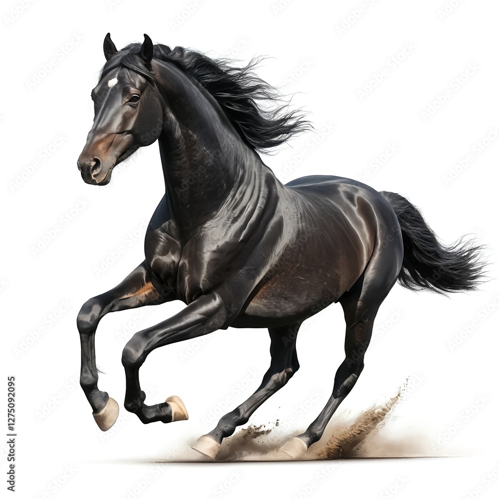 Black Horse Running, Powerful Stallion in Motion Black Horse Running, Powerful Stallion in Motion