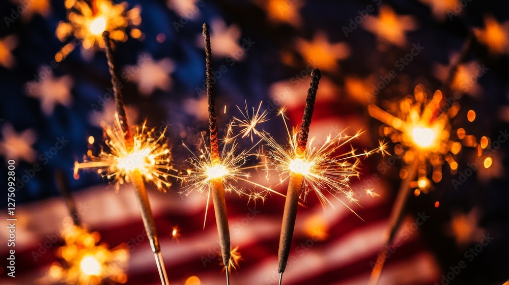 Obraz premium Sparkling sizzlers against american flag background celebrating independence
